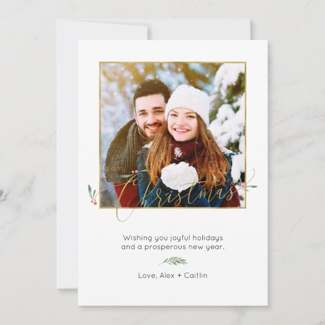 Cartão com fotos Elegante de Feliz Natal Minimalis (Frente)