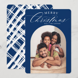 Cartão com fotos FAMÍLIA marinho de moldura de nat