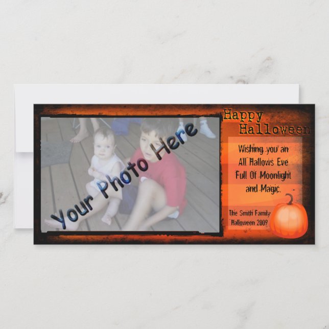 Cartão com fotos feliz do Dia das Bruxas (Frente)