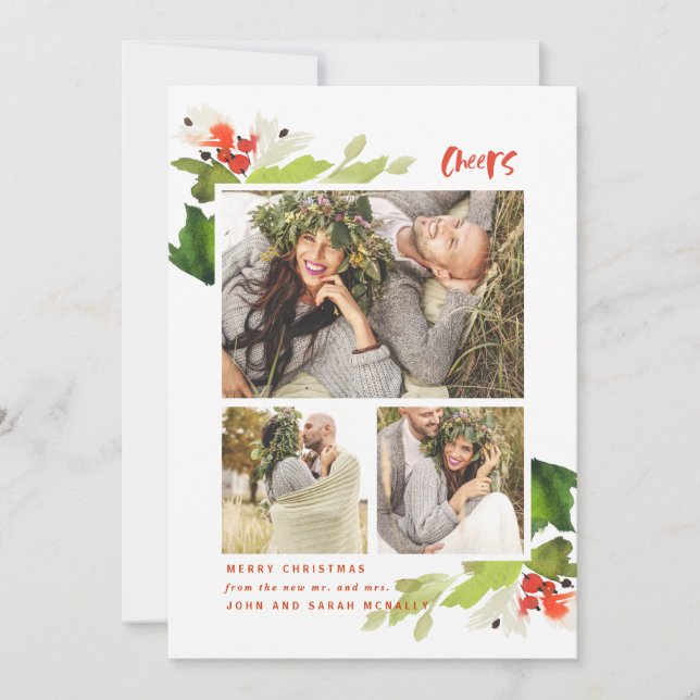 Cartão com fotos Feriado de Natal Cheque 3 (Frente)