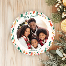 Cartão com fotos Festivo de Árvore de Férias Retro