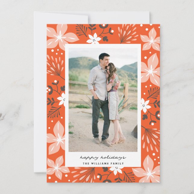 Cartão com fotos Festivo de Férias Botânicas (Frente)