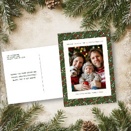 Cartão com fotos Festivo de Natal Holly Leaf Holid