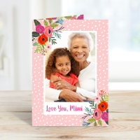 Cartão com fotos Floral Brilhante para a Vovó