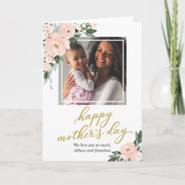 Cartão com fotos Floral Cor-de-Rosa Blush