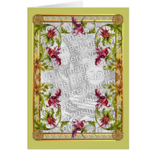 Cartão com fotos Floral Design ornamentado