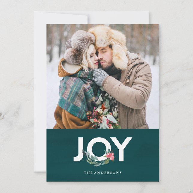 Cartão com fotos floral do feriado da alegria (Frente)