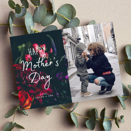 Cartão com fotos Floral Escuro