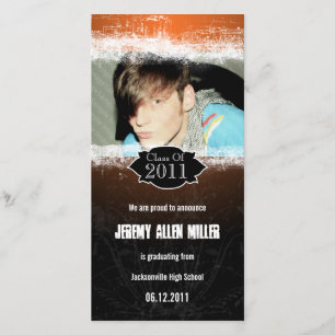 Cartão com fotos Grunge Orange Black Graduation