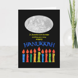 Cartão com fotos Hanukkah personalizável, Velas