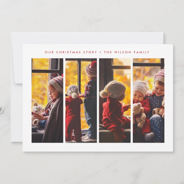 CARTÃO COM FOTOS HOLIDAY | Modern Stripes Natal (Frente)