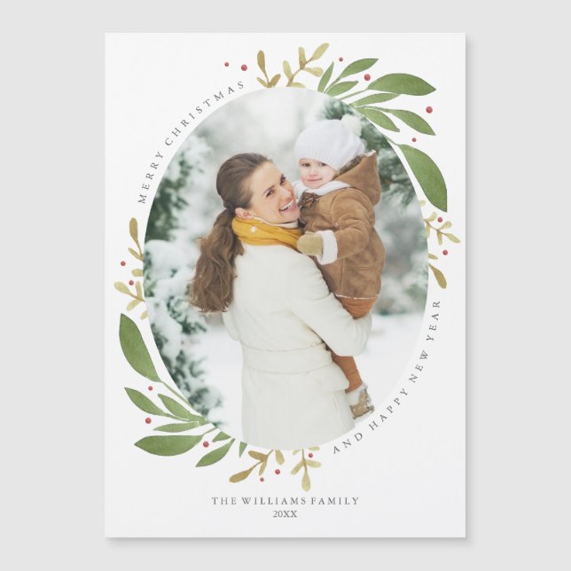 Cartão com fotos Magnético de Winter Sprigs (Frente)