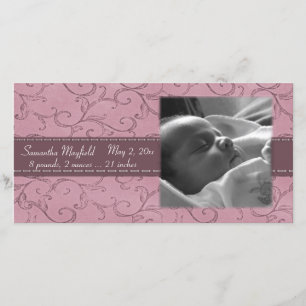 Cartão com fotos malva do anúncio da menina do