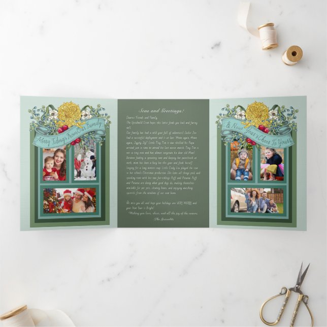 Cartão com fotos "Mares e Saudações" submarino tri (Dentro)