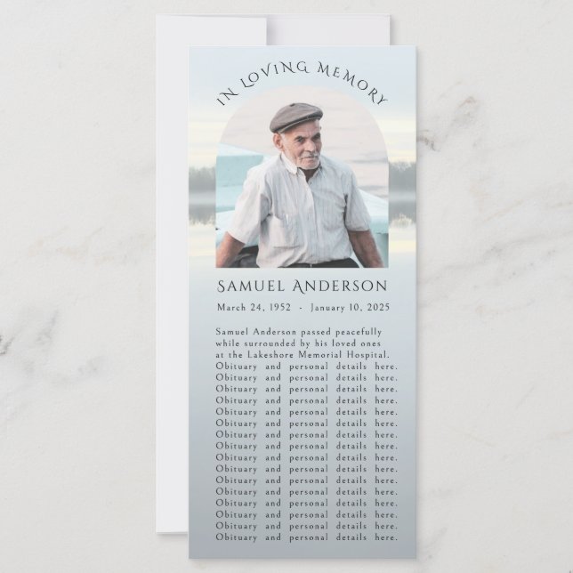 Cartão com fotos Memorial Misty Lake Sunset Psalm  (Frente)