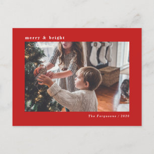 Cartão com fotos mínimo moderno de Natal Vermelho