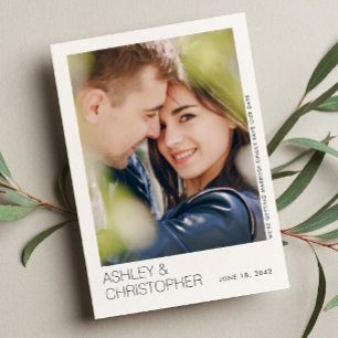 Cartão com fotos Moderno Minimalista de Casamento