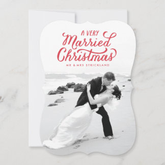 Cartão com fotos muito casado do Newlywed do Natal