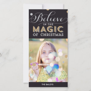 Cartão com fotos Natal de Férias Mágicas - Preto