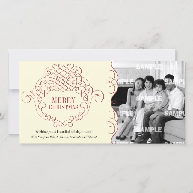 Cartão com fotos Ornamental Holiday Filigree (Frente)