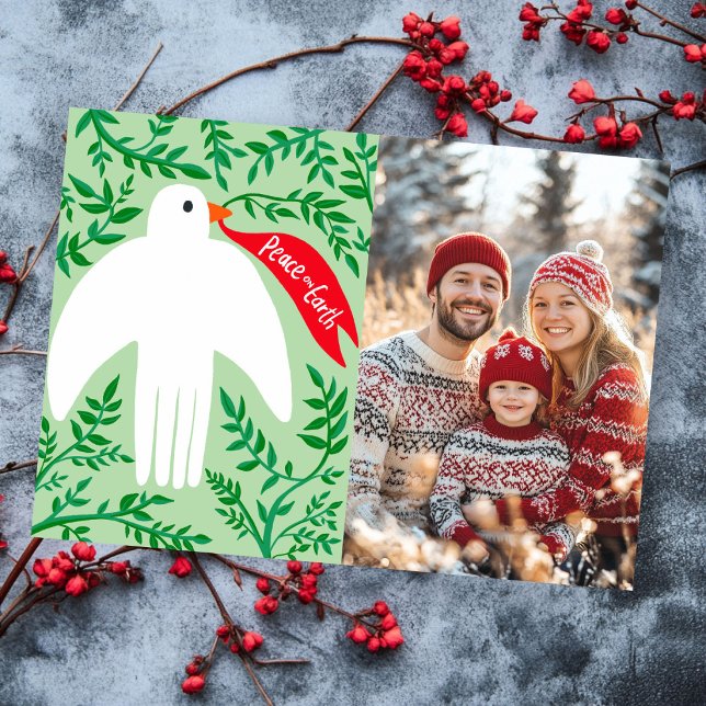 Cartão com fotos PERSONALIZADO de Férias de Natal  (Peace Dove Christmas Holiday CUSTOM PHOTO Card
)
