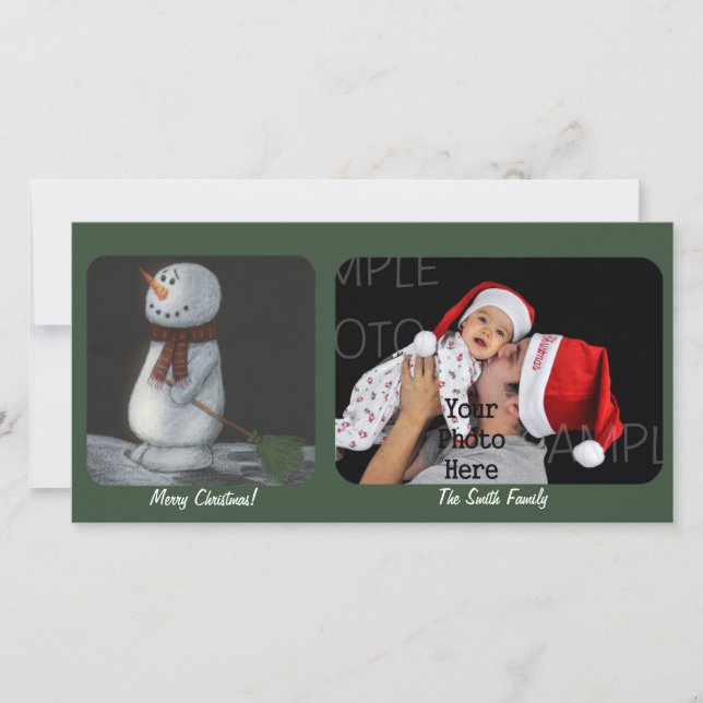 Cartão com fotos Personalizado de Natal do Snowman (Frente)
