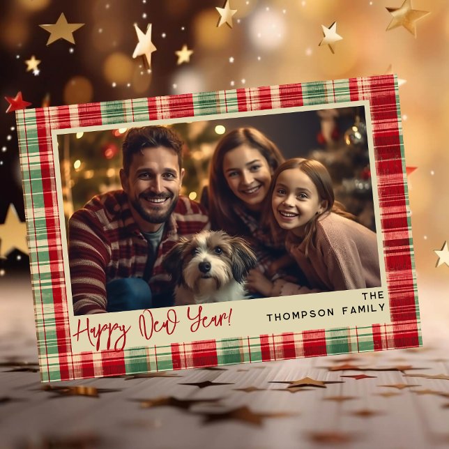 cartão com fotos personalizado xadrez de feliz ano (Criador carregado)