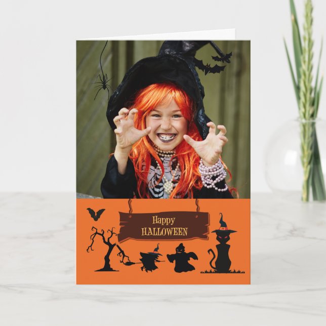 Cartão com fotos personalizável de Halloween diver (Frente)