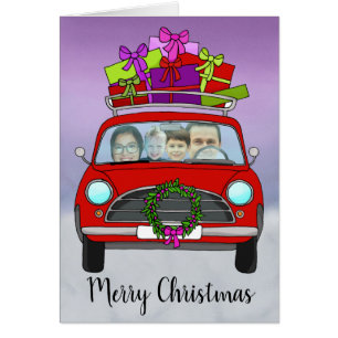 cartão com fotos personalizável de Natal do carro