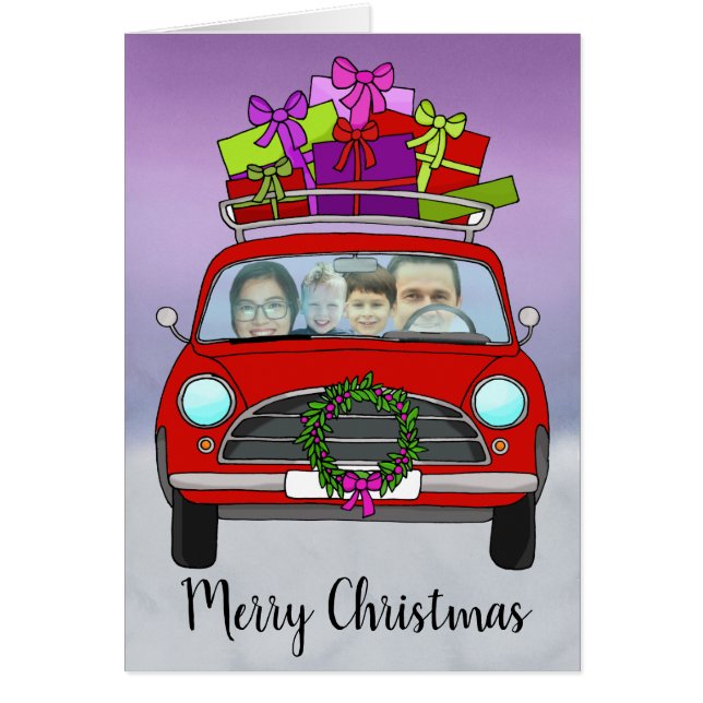 cartão com fotos personalizável de Natal do carro  (Frente)