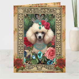 Cartão com fotos personalizável - Poodle branco