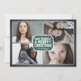 Cartão com fotos quadro verde do feriado do quadro