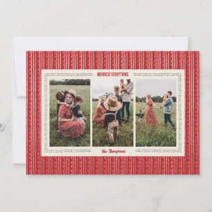 Cartão com fotos Red Modern Farmhouse Holiday
