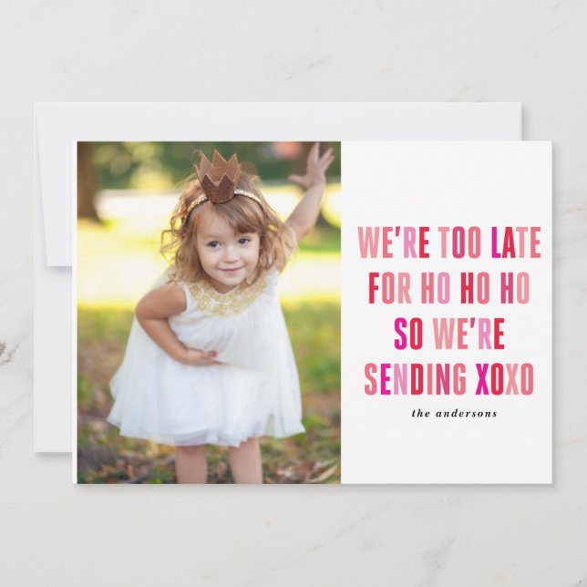 Cartão com fotos rosa e Dia de os namorados vermel (Frente)