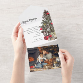 Cartão com fotos tradicional de árvore dobrada de 
