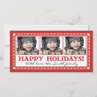 Cartão com fotos vermelho da listra 3
