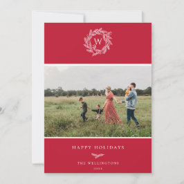 Cartão com fotos Vermelho de Feriado de Wreath Inv