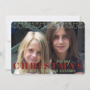 Cartão com fotos vermelho escuro Floco de neve dup