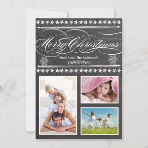 Cartão com fotos Vintage Modern Black and Red Chal