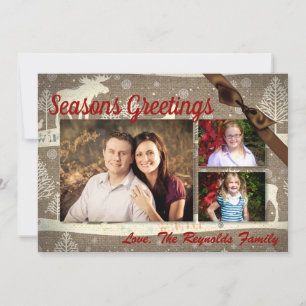 cartão com fotos XMAS Burlap de Natal 5 x 7