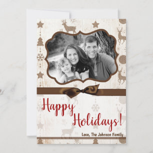 cartão com fotos XMAS Burlap de Natal 5 x 7