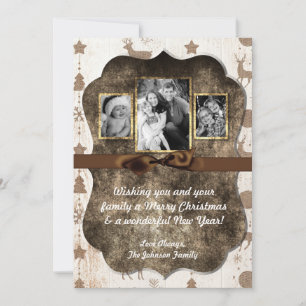 cartão com fotos XMAS Burlap de Natal 5 x 7