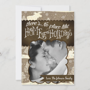 cartão com fotos XMAS Burlap de Natal 5 x 7