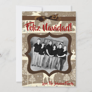 cartão com fotos XMAS Burlap de Natal 5 x 7