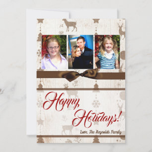 cartão com fotos XMAS Burlap de Natal 5 x 7