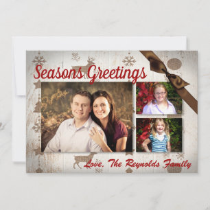 cartão com fotos XMAS Burlap de Natal 5 x 7