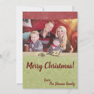 cartão com fotos XMAS verde de Tecido em faixa ver