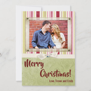 cartão com fotos XMAS verde de Tecido em faixa ver