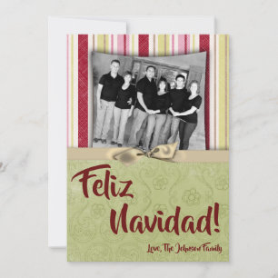 cartão com fotos XMAS verde de Tecido em faixa ver