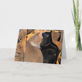 Cartão com gatos, design grego, vazio